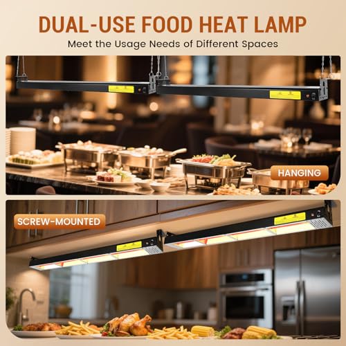 36-Inch Food Heat Lamp - 1000W Commercial Food Warmer Lamp Overhead Stainless Steel Catering Heat Lamps Electric Strip Heater for Restaurant Buffet Parties Kitchen, Black 115V - color: Black, size: 36 Inch