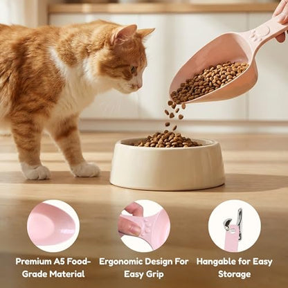 Dog Food Scoop 1 Cup, One Cup Measuring Cup, Food Grade Melamine Pet Food Measuring Scoop with 1/2&1/4 Cup Markings, Long Handle Food Scoop For Cat, Ferret, Rabbit, Sturdy & Dishwasher Safe (Pink) - color: Pink