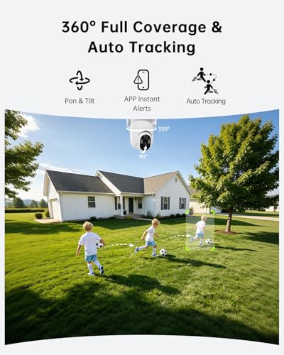 ELYSOO 4K Security Cameras Wireless Outdoor, No Subscription, Solar Camera for Home Security System, Encrypted Local Storage, 360° PTZ with Auto Tracking, Color Night Vision, 4-Cam Kit