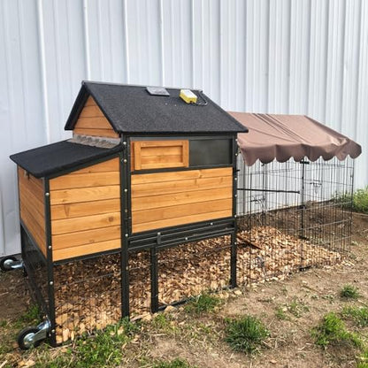 Chicken Coop All-Iron Frame Large Hen House Mobile Poultry Cage with Nesting Box,Metal Run,Waterproof Rain Cover Duck Coop, 85" - size: 85.6"L x 48.2"W x 48.2"H