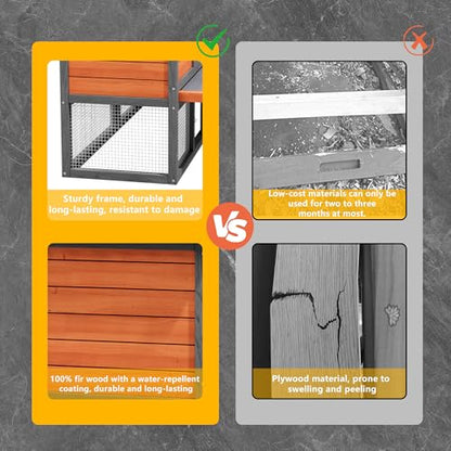 Chicken Coop, Chicken Run,Small Wooden Duck Coop Outdoor 2-Tier Hen House All Weather Used Poultry Quail Cage Rabbit Pet Hutch House with Ramp for Small Animals (Brown) - color: Brown