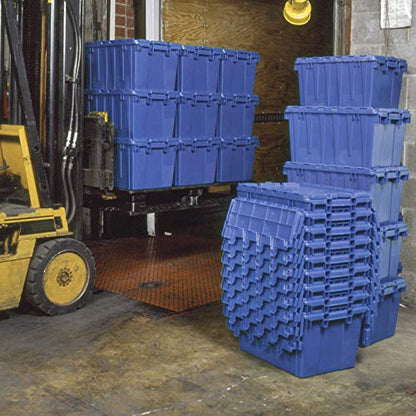 Buckhorn AR2717120209000 Industrial Plastic Stackable Storage KeepBox Tote Container with Hinged Attached Lid, 27-Inch L x 17-Inch W x 12-Inch H, Blue - color: Blue