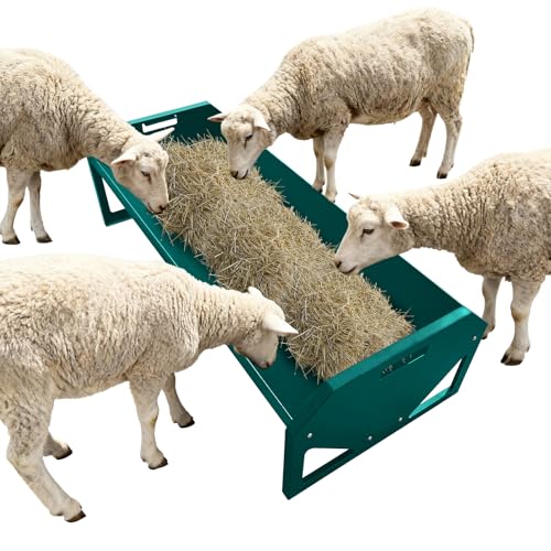 Garvee Livestock Feeder, 45.13" Hay Feeder for 10 Sheep Once, Heavy Duty 22 Gallon Capacity Livestock Feeding Trough for Horse, Goat, Sheep, Cattle, Cow, Alpaca, Dark Green - color: Dark Green