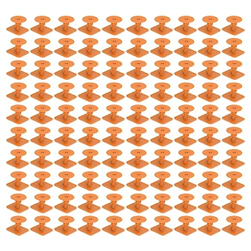 100 Pack Livestock Ear Tags Square Animal Identification Tags Cattle Ear Markers with Marker Pen for Pigs Green (Orange) - color: Orange