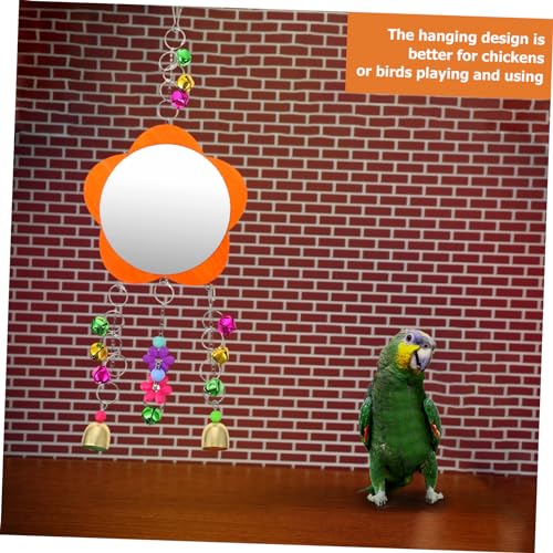 BESPORTBLE 1pc Chicken Mirror Toy Bell Bird Hanging Mirror for Parrots and Chickens Engaging Pecking and Grinding Toy Easy to Install Cages Fun and Attractive Design