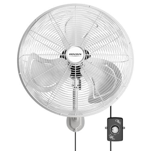 ROVSUN 18" Wall Mounted Fan, Max 4600 CFM High Velocity Industrial Wall Fan with Easy Controller, 70° Angle Oscillating, Heavy Duty, for Garage, Warehouse, Workshop, Gym, UL Listed - size: 18''