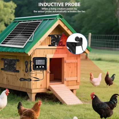 Solar Chicken Coops Fan with Light Sensing Auto Timer Double Ventilation for Poultry House Outdoor Weatherproof Solar Chicken Coops with Light Sensing Auto Timer Double Ventilation for Poultry House