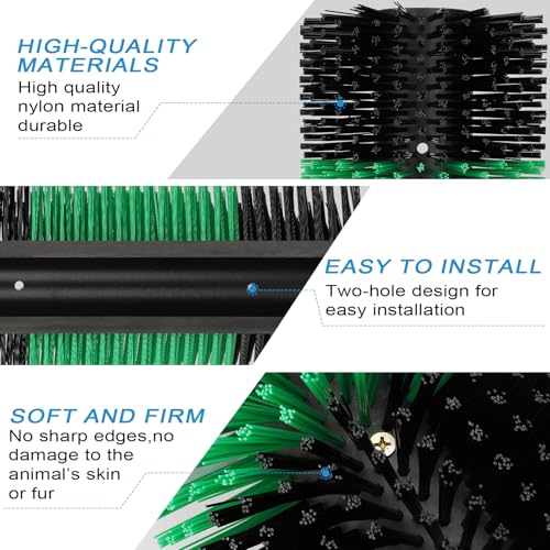 2psc Livestock Scratching Brush with 8 Screws – Cattle and Horse Grooming Brushes, Itch Relief for Horse, Goat, Cattle，Cow,Sheep， and Pig，Animal Back Scratching – Black & Green - size: 2pcs