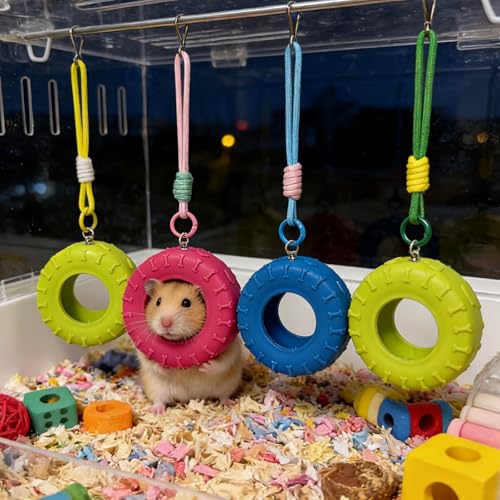 Silicones Tire Swing Toy with Adjustable Chain Fun Silicones Tire Hammock Toy for Small Pet Cage Entertainment - color: Green