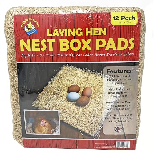 Cackle Hatchery Laying Hen Nest Box Pads Made in USA from Sustainable Aspen Exceslior - 13x13 Nesting Box Liners (12 Pack) - size: 12 Pack