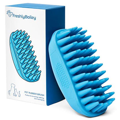 Rubber Curry Brush Dog for Short Haired Dogs - Soft & Gentle Deshedding Brush - Use Wet as Bath Brush or Dry for Grooming Loose Hair