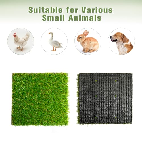 XXXFLOWER 4 Pack Chicken Nesting Pads, Washable Artificial Grass Mat for Chicken Coop Efficient Poultry Accessories and Pet Garden Lawn Indoor Outdoor(11.81x11.81in)