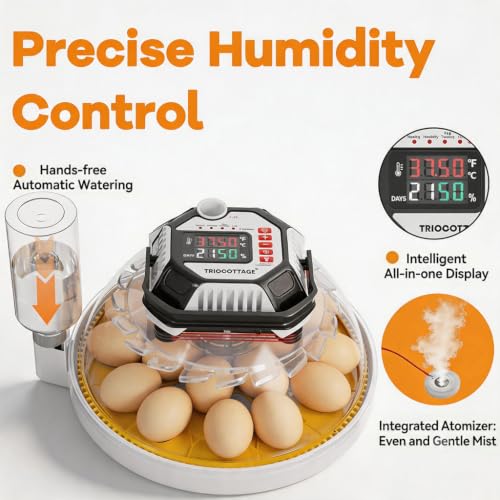 Incubators for Hatching Eggs, 12–18 Egg Capacity Digital Egg Incubator with Automatic Egg Turning and Accurate Humidity Control for Chicken, Quail, Duck