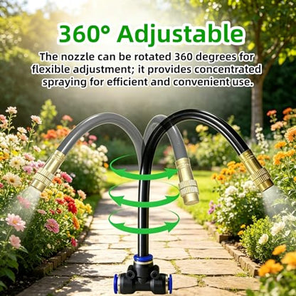 360° Adjustable Drip Irrigation System - 66FT Compatible 1/4" Irrigation System, Garden Watering Atomizing System with 20pcs Nozzles, Greenhouse Accessories for Yard, Lawn, Plants, Garden (66Ft) - size: 66Ft