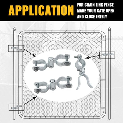 VIVIDA 1-3/8" Chain Link Gate Hinge Kit, Include Male & Female Gate Hinge, 1-3/8" Fence Fork Latch, Galvanized Steel - size: 1-3/8" × 1-3/8" (SILVER)