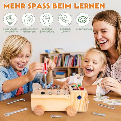 Montessori Schraubendreher Brett, Montessori Busy Board Spielzeug ab 2-6 Jahr, Montessori Activity Board Holzspielzeug Motorikspielzeug Lernspielzeug für Babys Kleinkinder Jungen Mädchen