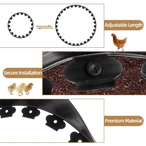 Chicken Dust Bath Tub 40" D x 5.9" H, Large Bottomless PP Poultry Bathing Ring, Dust Bath for Chickens & Small Animals, Adjustable, Easy Setup Coop Accessory for Farm & Backyard (Black)