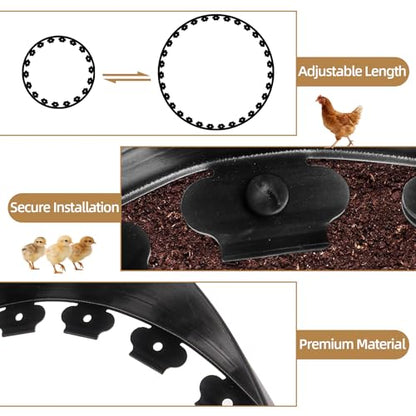 Chicken Dust Bath Tub 40" D x 5.9" H, Large Bottomless PP Poultry Bathing Ring, Dust Bath for Chickens & Small Animals, Adjustable, Easy Setup Coop Accessory for Farm & Backyard (Black)