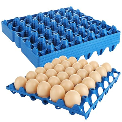 12PCS Plastic Egg Trays Egg Crates, Stackable Eggs Cartons Egg Flats, Each Holds 30 Eggs for Packing, Storage, Shipping (Blue) - color: Blue-12PCS