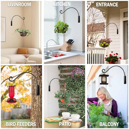 AJART Hanging Plant Hanger Outdoor: 2 Pieces Bird Feeder Wall Hooks - 16-Inch Heavy-Duty Plant Bracket Hook for Hanging Flower Baskets - size: 16 Inch, style: Heavy Duty Plant Hook