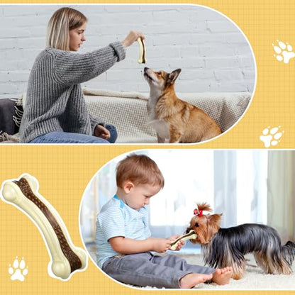 Sosation 6 Pcs Dog Toys for Aggressive Chewers Christmas Nylon Beef Flavor Bones Tough Puppy Teething Toys Puppy Chew Bones for Large Medium Small Breed Dogs Puppies(Small) - size: Small