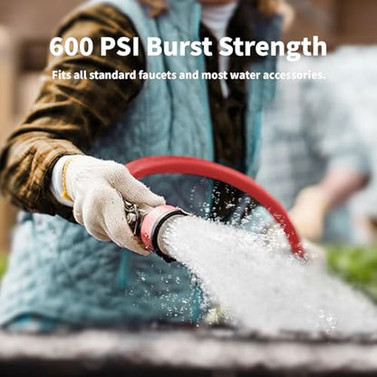 Garden Hose 50ft x 3/4” Hot Water Hose, Heavy Duty -50°F to 190°F,Burst 600Psi Flexible Upgraded Rubber Hoses,3/4” Solid Fittings for All-weather Outdoor Lawn & Garden - size: 50Ft, style: 3/4"