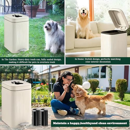 Dog Poop Trash Can Outside, 5L/1.3 Gal Pet Poop Bucket with Lid, Foot Pedal, Dog Waste Container with 40 Bags, Lid Soft Close for Pet, White - size: 5L White Trash Can