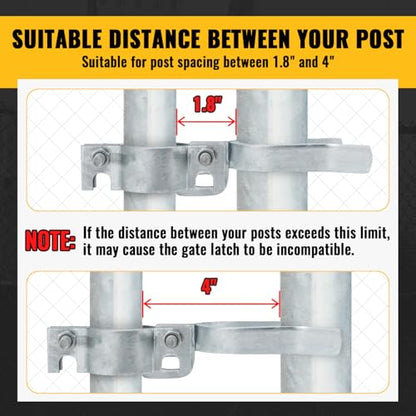 VIVIDA 1-3/8" x 2-3/8" Chain Link Gate Latch 2 PCS, Fence Fork Latch for Metal Gates with Padlock Hole, Galvanized Steel, Chain Link Fence Parts - size: 1-3/8" x 2-3/8" (2 PCS)