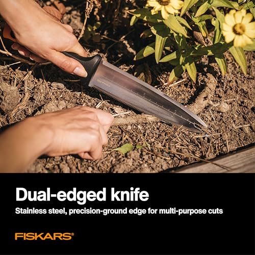 Fiskars Hori Hori Garden Knife with Sheath, Multi-Purpose Heavy Duty Gardening Hand Tool for Weeding, Planting, Digging with Hanging Hole - style: Hori Knife