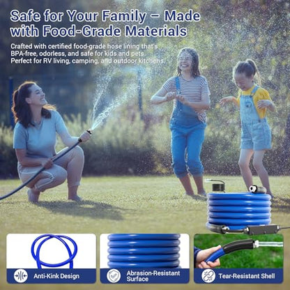 25ft Heated Water Hose for RV, Heated Drinking Water Hose, Features Energy-Saving Thermostat, Water Line Freeze Protection Down to -40°F/-40°C, Heated Garden Hoses with Adapter, Lead and BPA Free - color: With Thermostat Switch, size: 25ft