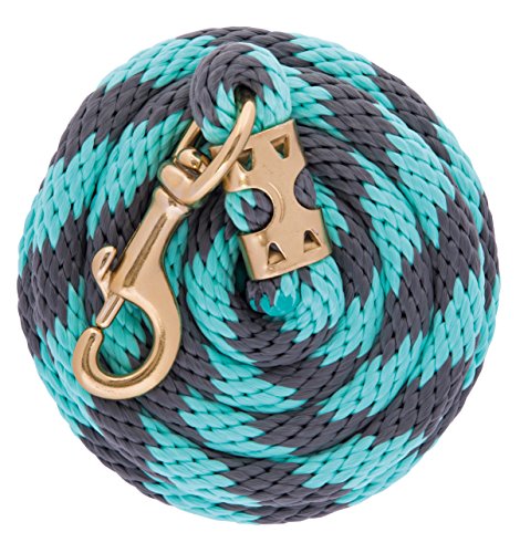 Weaver Equine Performance Lead Rope, 8' Horse Value Rope with Brass Plated 225 Snap, Soft Comfort Grip, Barn Horse Tack for Daily Use - color: Gray/Mint