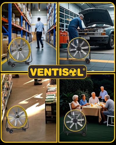 VENTISOL 24 Inch High Velocity Drum Fan, 9500 CFM Industrial Fans Heavy Duty, 3-Speed Shop Fan, Large Metal Floor Fan for Garage, Warehouse, Outdoor, Commercial, 8 Blades - style: 24" High Velocity Drum Fan