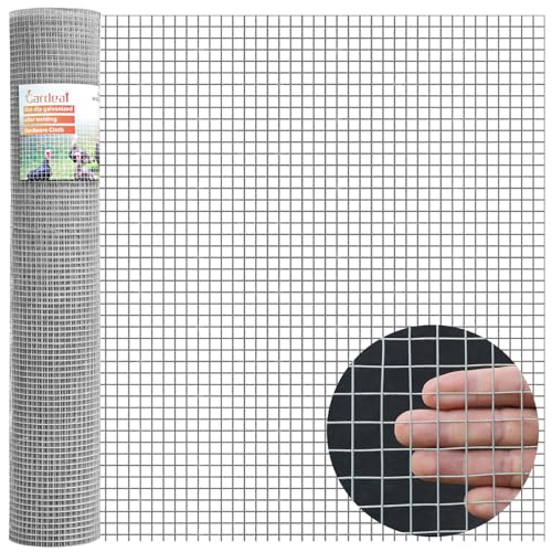 Gardeal 16in x 50ft 19 Gauge 1/2 Inch Hardware Cloth - Double Hot-Dipped Galvanized After Welding Steel Mesh - Duty Rust Proof Fencing for Gardens, Chicken Coops & Poultry Animal Netting Cage Screen - size: 16x50