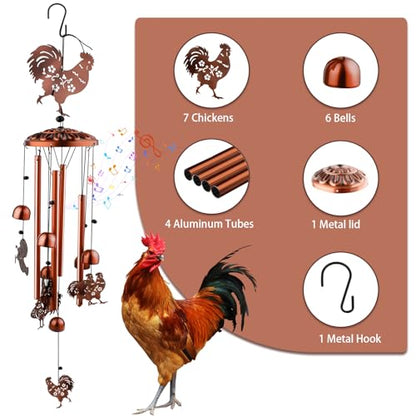 Large Chicken Toys for Coop, Chicken Wind Chime Enrichment Toys, Hanging Chick Peck Toy with Colorful Bells, Home Garden Musical Coop Accessories - style: C