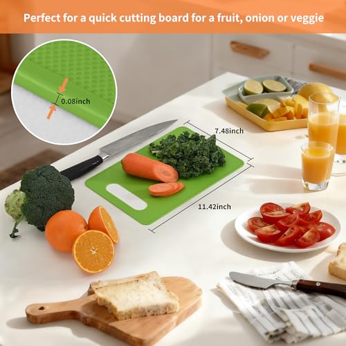 Luckyiren Plastic Cutting Board Set, 3 Pack Small Chopping Boards for Kitchen, BPA-Free, Dishwasher Safe, Color Coded Boards Pads for Meat Vegetable Fruit, Easy Grip Handle, Non-Slip, Space Saving - color: Green/Red/Yellow; 3-Pack