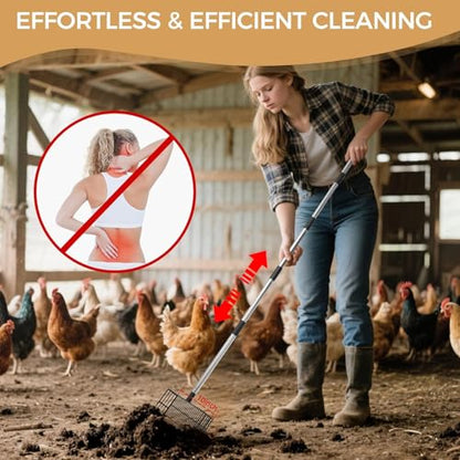 Cat Litter Scoop, Long Handle Detachable Metal Scooper with Deep Sifting Shovel,Heavy Duty Adjustable No Bending Back Pet Poop Shovel Chicken Poop Scooper (23-68 inch (Joinable Handle)) - size: 23-68 inch