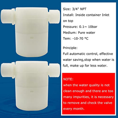 Water Float Valve, Water Level Control Water Tank Traditional Float Valve Upgrade 2 PCS(3/4", side inlet) - color: side inlet, size: 3/4" to 3/4"