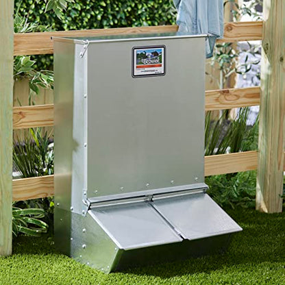Brower 2 Door Heavy Duty Galvanized Steel Alloy Supplement Outdoor Hog Feeder with Free Acting Doors for 8 Full Grown Hogs and Pigs