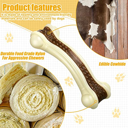 Sosation 6 Pcs Dog Toys for Aggressive Chewers Christmas Nylon Beef Flavor Bones Tough Puppy Teething Toys Puppy Chew Bones for Large Medium Small Breed Dogs Puppies(Large) - size: Large