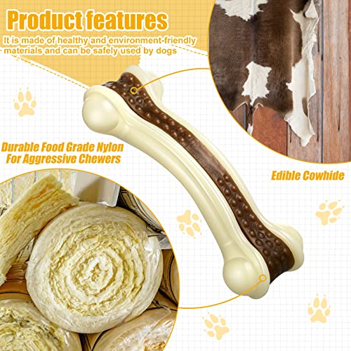 Sosation 6 Pcs Dog Toys for Aggressive Chewers Christmas Nylon Beef Flavor Bones Tough Puppy Teething Toys Puppy Chew Bones for Large Medium Small Breed Dogs Puppies(Medium) - size: Medium