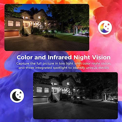 Sovmiku CA3 AI Auto Tracking Mini 2K Security Camera Wireless Outdoor, Two-Way Audio, Easy to Setup, 9.8Ft Power Cable,360° View, Color Night Vision, Audible Flashlight Alarm, 180 Days Exchange Policy