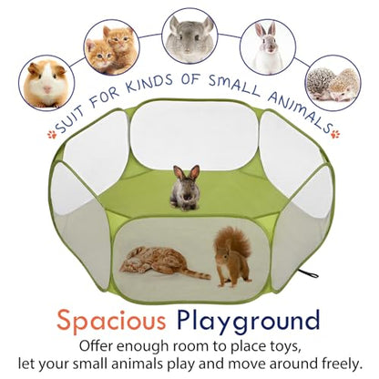 Pawaboo Small Animals Playpen, Waterproof Small Pet Cage Tent with Strong Steel Wire Frame, Portable Outdoor Yard Fence for Chick/Kitten/Puppy/Guinea Pig/Rabbits/Hamster/Chinchillas, Green - color: Avocado Green