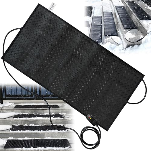 Snow Melting Mat, 30 x 48in Non-Slip Electric Heated Foot Mat, Heated Walkway Mat with Power Cord and Timming, Rubber Snow and Ice Heated Pad for Winter Outdoor Stairs, Sidewalks, Garages - size: 30'' x 48''