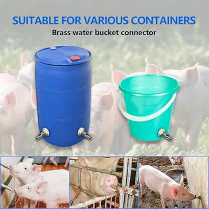 Pig Waterer Nipple 3 PCS Automatic Pig Nipple Drinkers with 3 Pcs Plastics Water Tank Connector 1Pcs Hole Opener Pig Waterer Feeder Systems Kit for Hog Pig Goats Swine Piglets Drinking