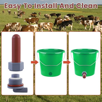 3PCS Calf Feeder Pacifier with Fixed Base for Feeding Milk Bucket Cow Nipple Calves Teats Soft Rubber Feeding Teats for Cattle Horse Donkey