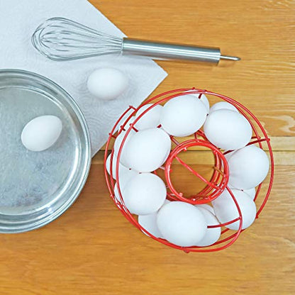 Egg Skelter Deluxe – Modern Spiraling Dispenser Rack, Red, Stylish Kitchen Storage for Eggs - color: Red