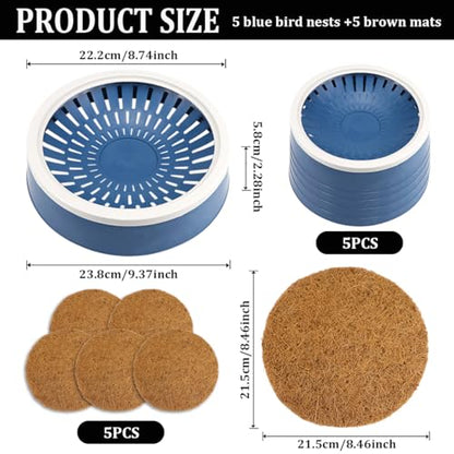 5 Pcs Pigeon Nest Bird Nest Bowls Nest for Pigeons Breeding Hatching (White Side+ Pad), Random - style: White Side+ Pad