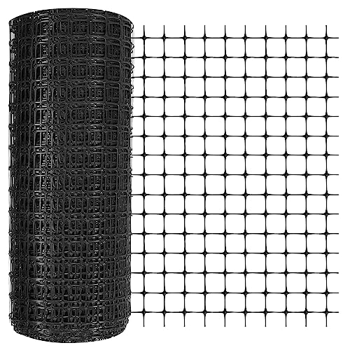 Preboun 2 x 164 ft Plastic Mesh Fence Plastic Safety Fence Roll Reusable Animal Construction Barrier Netting Temporary Pool Fencing Snow Fences for Construction Animal Garden Fencing(Black) - color: Black, size: 2 x 164 ft
