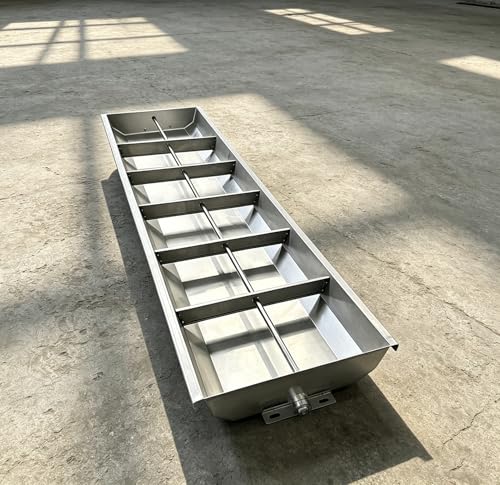39 79 in Long Feed Trough with Separated Fence, Heavy Duty Stainless Steel Goat Feeder, Livestock Water Trough for Sheep, Horse, Hog(L200cm/78.7"(12 Slots)) - size: L200cm/78.7"(12 Slots)
