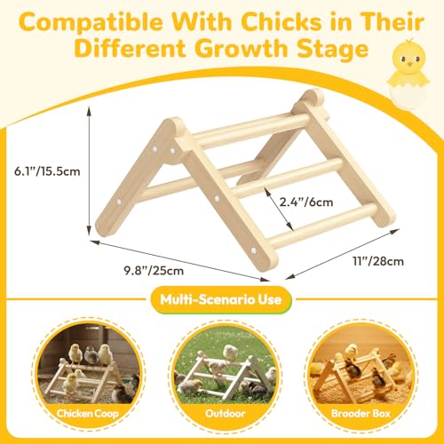 Innoland Chick Perch Foldable, Perch for Chicks Stable & No Assemble, Chick Roosting Perch for Stand Training, 11.02" × 9.84" × 6.10" Baby Chick Toys for Chicken Brooder | Coop (M) - size: 11.02" × 9.84" × 6.10"